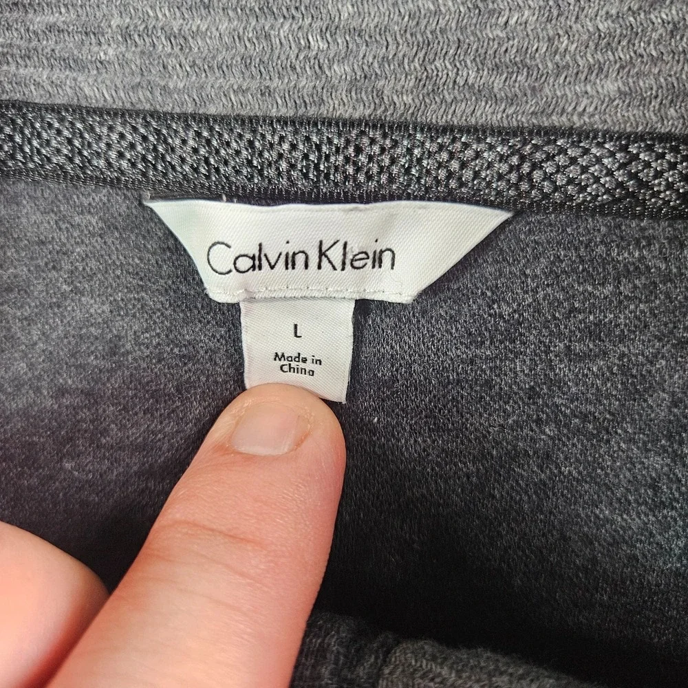 Calvin Klein Sweater Men‎ Large Snap Button Mock Neck Gray